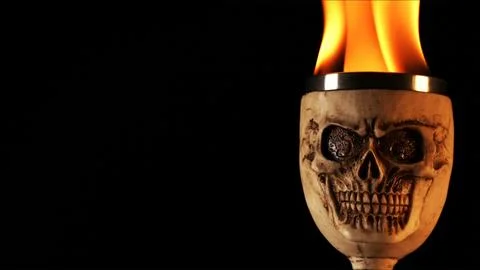 Head Skull burning in flames 写真素材