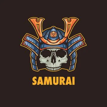 Head Skull Samurai Logo Illustrazione stock