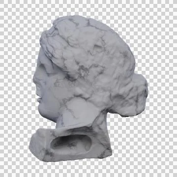 Head of a sleeping  statue, 3d renders, isolated, perfect for your design Illustration