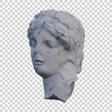 Head of a sleeping  statue, 3d renders, isolated, perfect for your design Stock Illustration