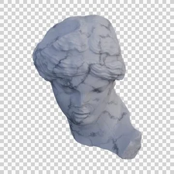 Head of a sleeping  statue, 3d renders, isolated, perfect for your design Illustration
