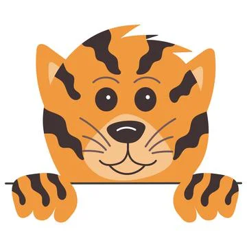 The head of a small tiger cub with paws Stock Illustration
