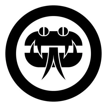 Head snake icon in circle round black color vector illustration image solid.. Stock Illustration