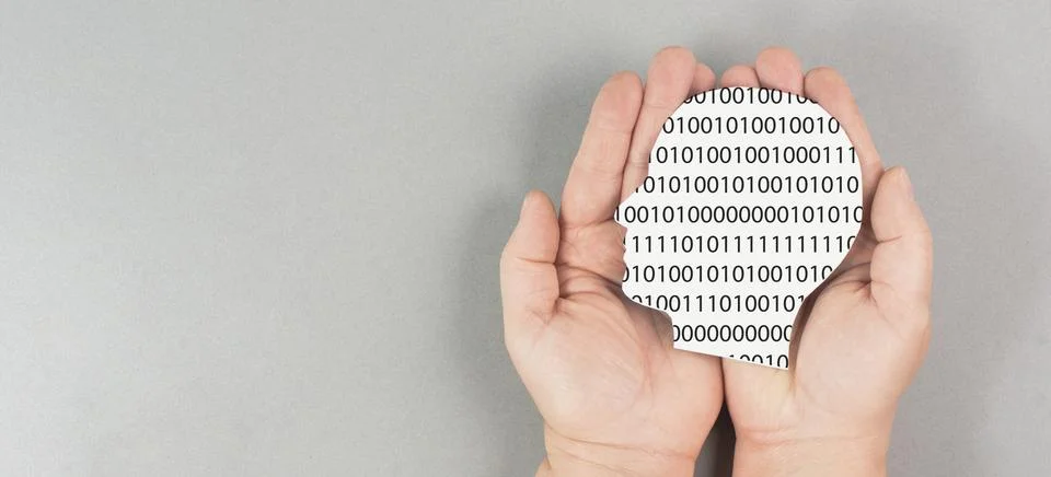 Head with software code, digitization and artificial intelligence concept, Stock Photos