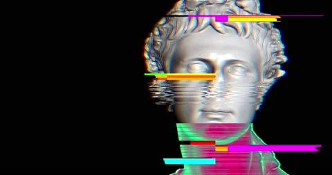 Head statue with glitch Stock Footage 219415932