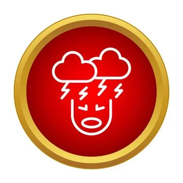Head with storm clouds representing stress and depression Stock Illustration