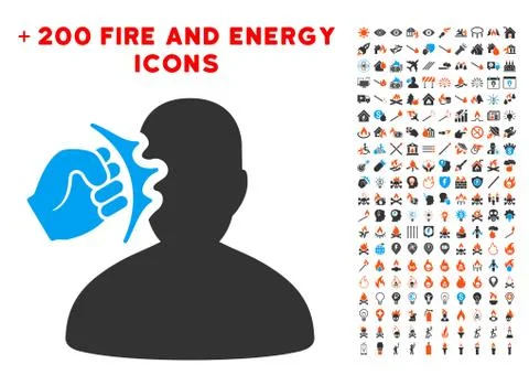 Head Strike Icon with Bonus Fire Set イラスト素材