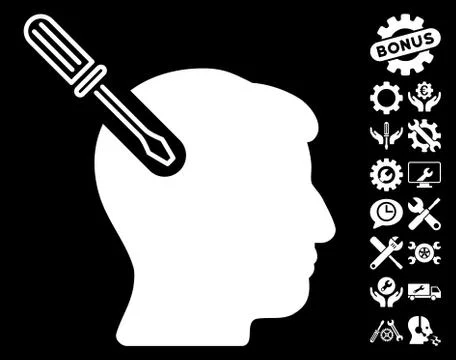 Head Surgery Screwdriver Vector Icon With Tools Bonus Stock Illustration