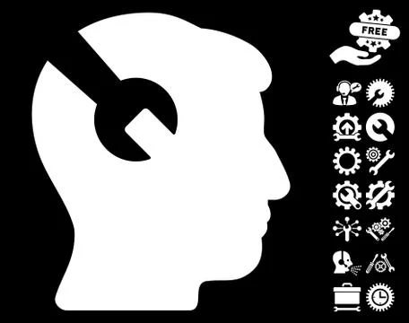 Head Surgery Wrench Vector Icon With Tools Bonus Stock Illustration