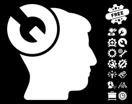 Head Surgery Wrench Vector Icon With Tools Bonus Stock Illustration
