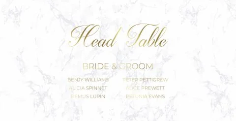Head Table Bride and groom template. Gray marble Stock Illustration