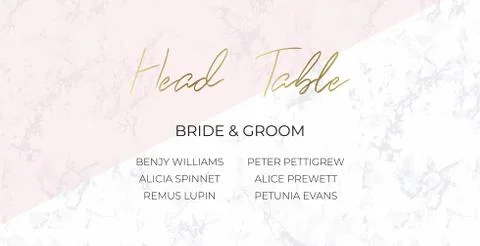 Head Table Bride and groom template. Gray marble Stock Illustration