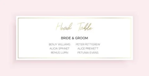 Head Table Bride and groom template. Pink color Stock Illustration