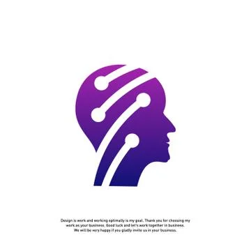Head Tech Logo concept, Brain Robotic logo Vector - Vector Stock Illustration