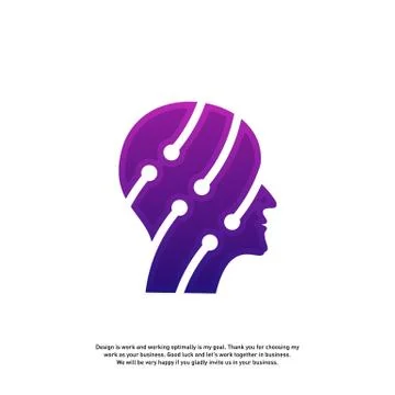 Head Tech Logo concept, Brain Robotic logo Vector - Vector Illustrazione stock