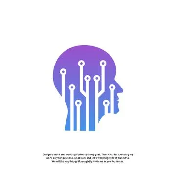 Head Tech Logo concept, Brain Robotic logo Vector - Vector Stock-Illustration