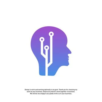 Head Tech Logo concept, Brain Robotic logo Vector - Vector 스톡 일러스트