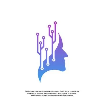Head Tech Logo concept, Brain Robotic logo Vector - Vector Stock Illustration
