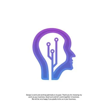 Head Tech Logo concept, Brain Robotic logo Vector - Vector Stock Illustration