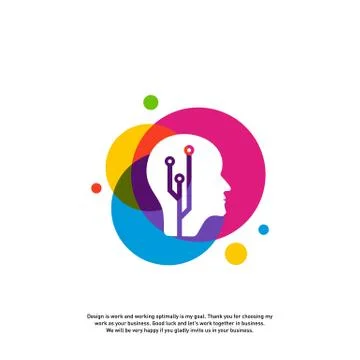 Head Tech Logo concept, Brain Robotic logo Vector - Vector Illustrazione stock