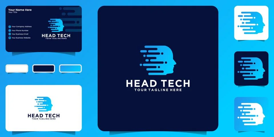 Head Tech logo, Pixel Head logo concept vector, Robotic Technology Logo tem.. Stock Illustration