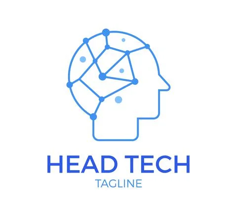 Head tech vector logo template design Stock Illustration