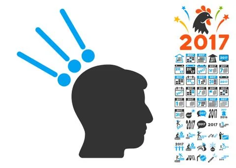 Head Test Connectors Icon With 2017 Year Bonus Symbols Stock Illustration