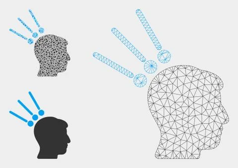Head Test Connectors Vector Mesh Network Model and Triangle Mosaic Icon Stock Illustration