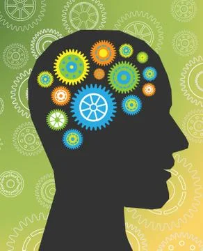 Head thinking gear Illustrazione stock