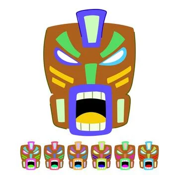 Head tiki mask vector cartoon graphic Stock Illustration