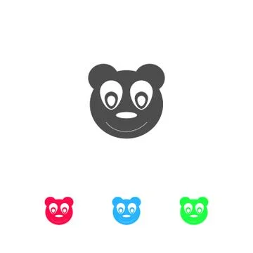 Head of toy bear icon flat Stock Illustration