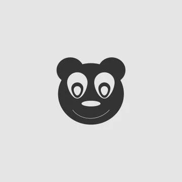 Head of toy bear icon flat Stock Illustration