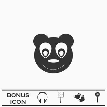 Head of toy bear icon flat Stock Illustration
