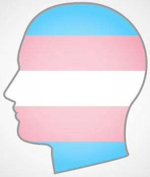 Head with a transgender pride flag Stock Illustration