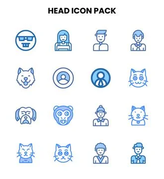Head Two Colour Collection Icons Pack Stock Illustration