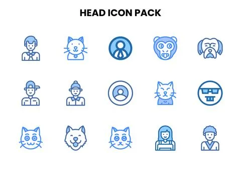 Head Two Colour Graphics Icons Pack Stock-Illustration