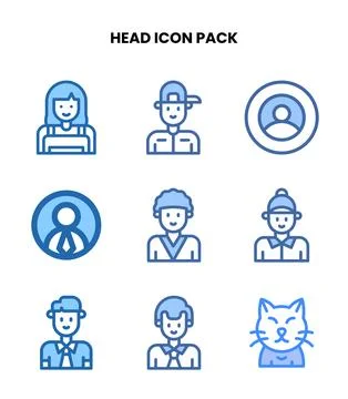 Head Two Colour Graphics Icons Pack Illustrazione stock