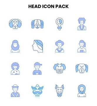 Head Two Colour Icons Pack 库存插图
