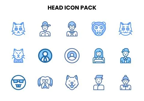 Head Two Colour Scalable Icons Pack 库存插图