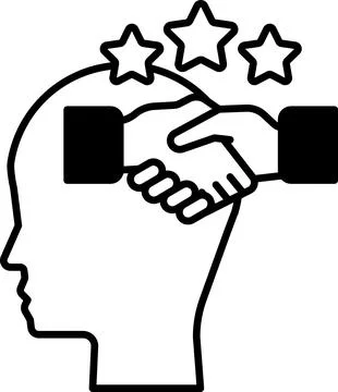 Head with two hands shaking hands Stock Illustration