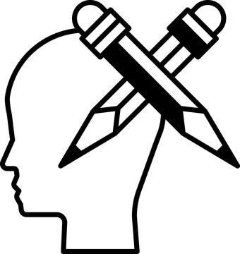 Head with two pencils on top of it Illustrazione stock