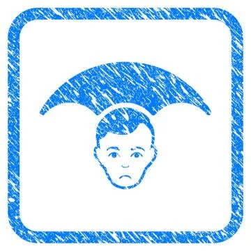 Head Umbrella Framed Stamp Illustrazione stock