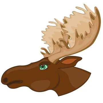 Head ungulate animal moose type in profile Stock Illustration