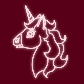 The head of the unicorn. Vector image with the effect of neon light. Element  Stock Illustration
