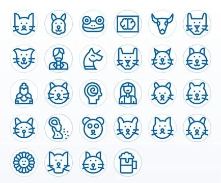 Head Vector Icon Collection featuring 28 Pixel Optimized Retina Ready Bold .. Stock Illustration