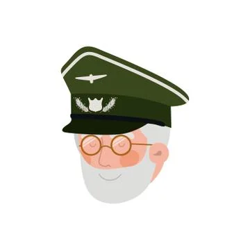 Head of veteran pilot avatar character Stock Illustration