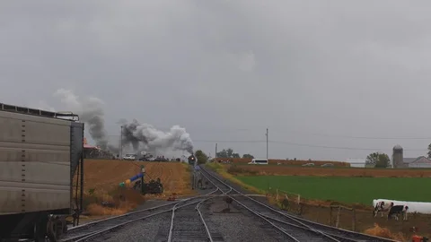 Head on View of a Steam Locomotive Pulli... | Stock Video | Pond5
