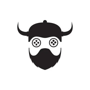 Head viking with game pad logo design vector graphic symbol icon illustrati.. イラスト素材