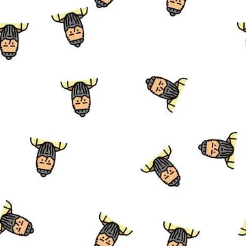 Head viking medieval vector seamless pattern Stock Illustration