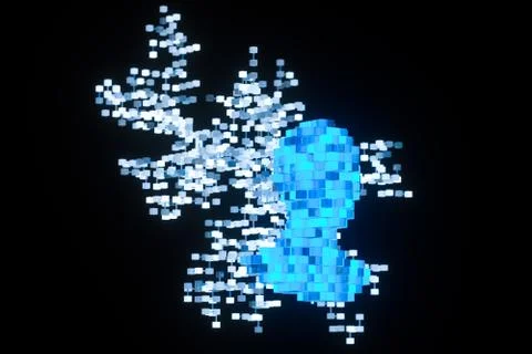 The head of the virtual robot with concepts of artificial intelligence, 3d re Stock Illustration
